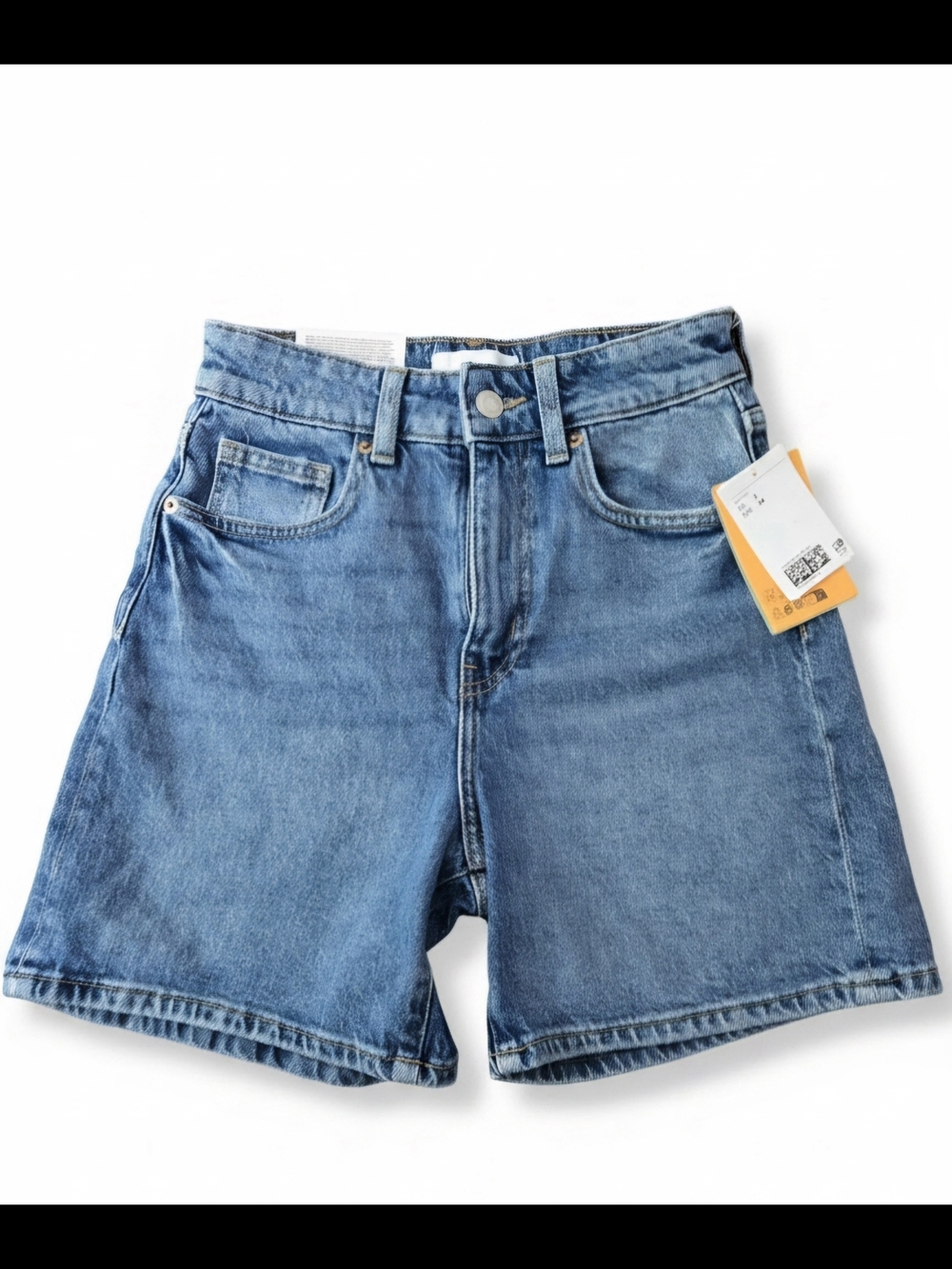 H&M High Waisted Mom Fit Denim Shorts Medium Wash Blue 5-Pocket Sz 2